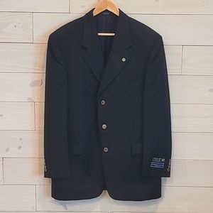 Andrew Fezza Men's Black Blazer, Sport Coat, 100% Worsted Wool, 44L